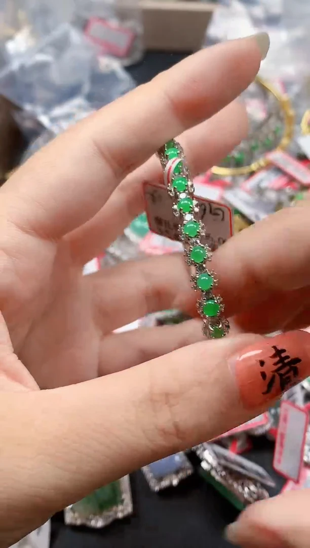 银S925镶嵌戒指翡翠天然A货缅甸翡翠