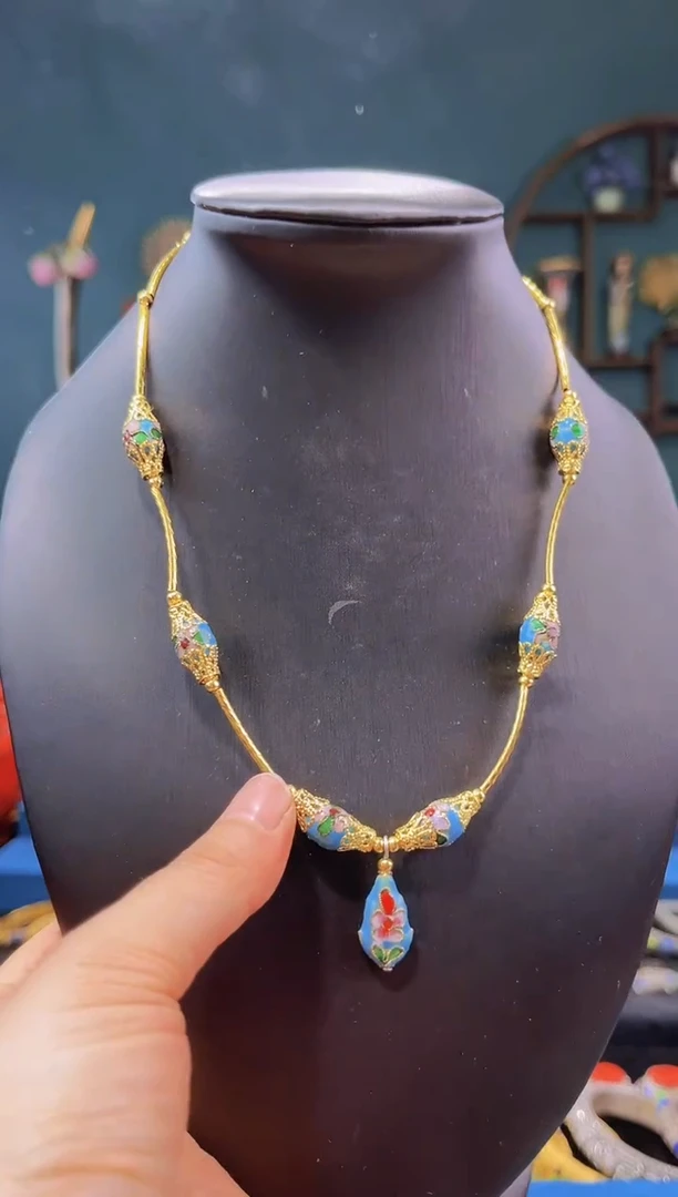 【闪购商品】非遗绝技 景泰蓝项链 天蓝