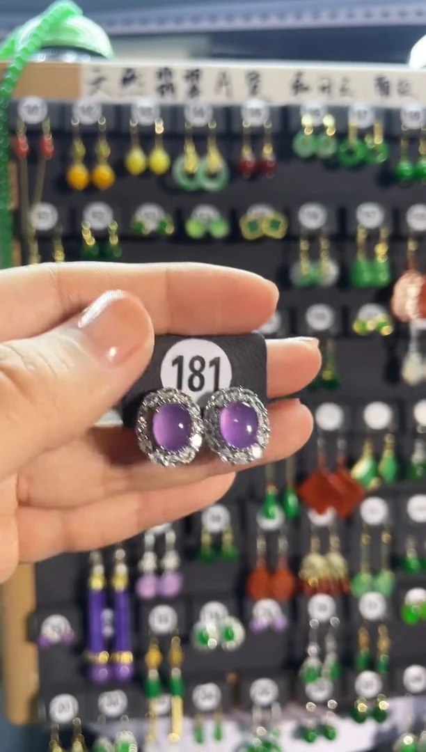 【闪购商品】翡翠耳饰银S925镶嵌181..