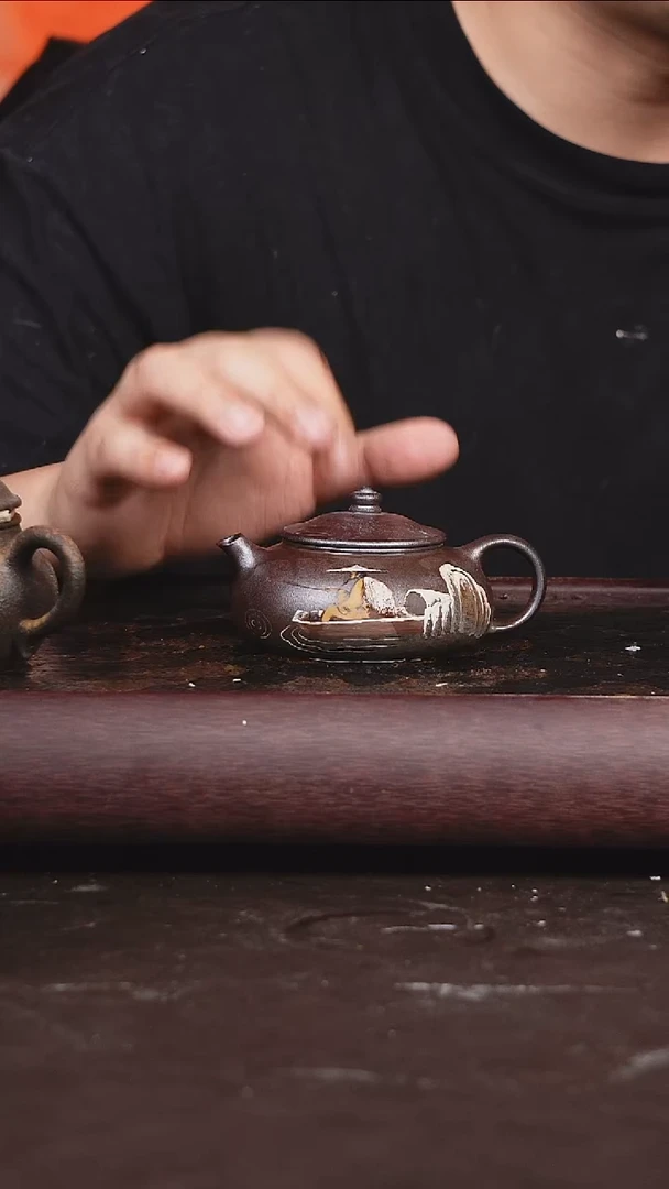 茶壶紫砂柴烧 寒江
