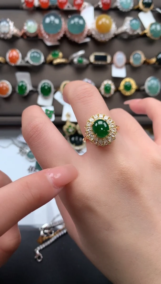 【闪购商品】翡翠戒指银S925镶嵌561235