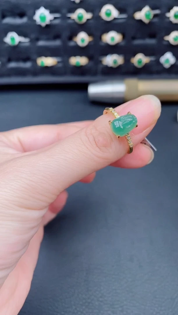 银S925镶嵌戒指翡翠天然a货翡翠58