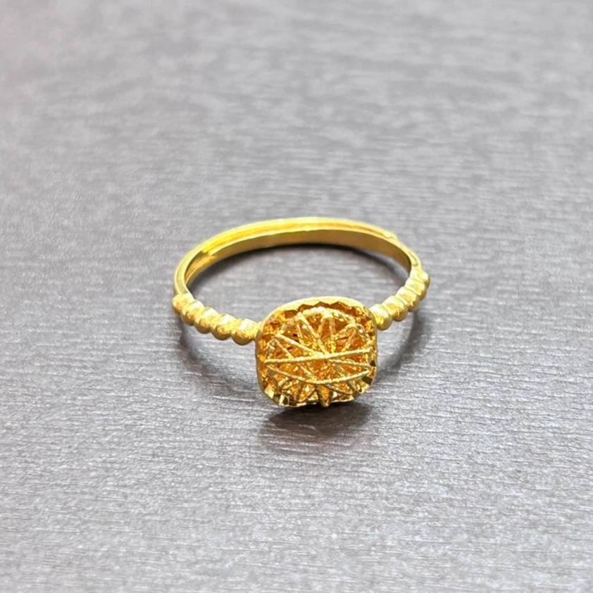 【店长专享】足金999投资金攒黄金绕线方糖戒ZBHJJ390克重多退少补