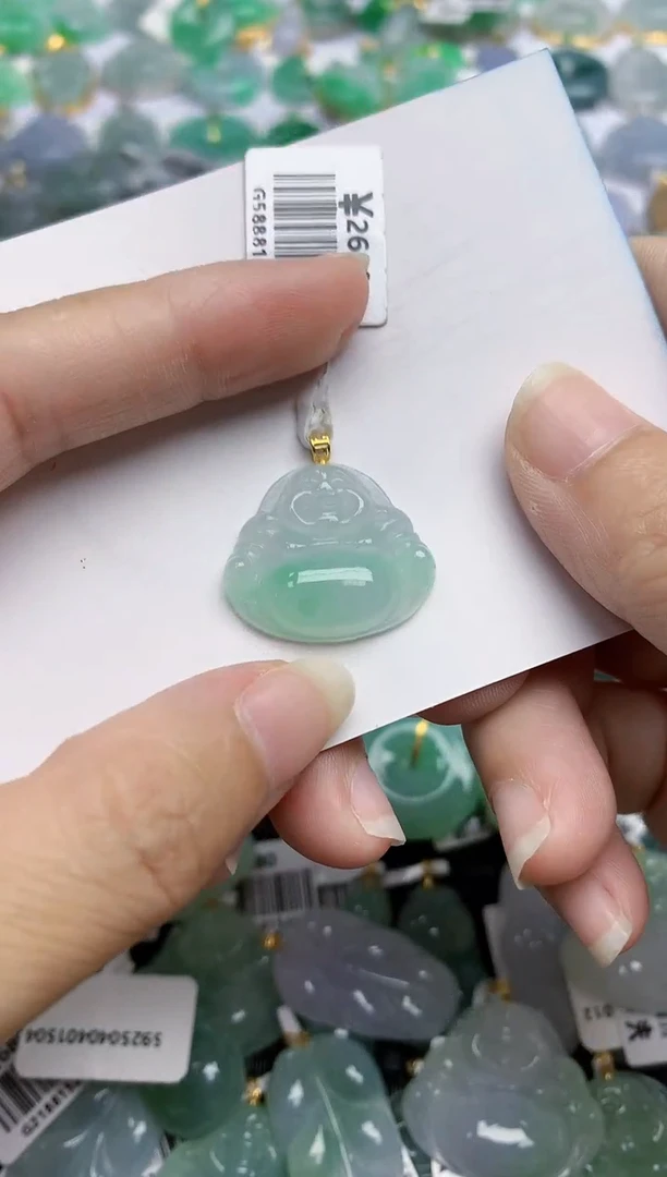 翡翠18K金镶嵌颈饰天然翡翠A货