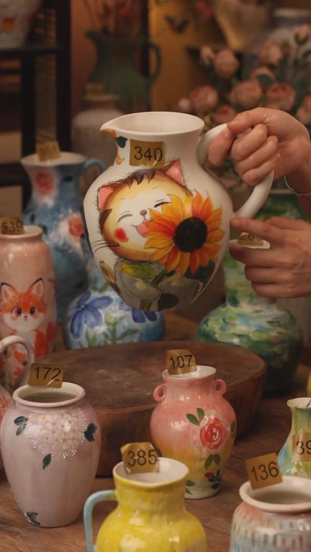 陶瓷340景德镇设计师手作花器摆件侘寂风