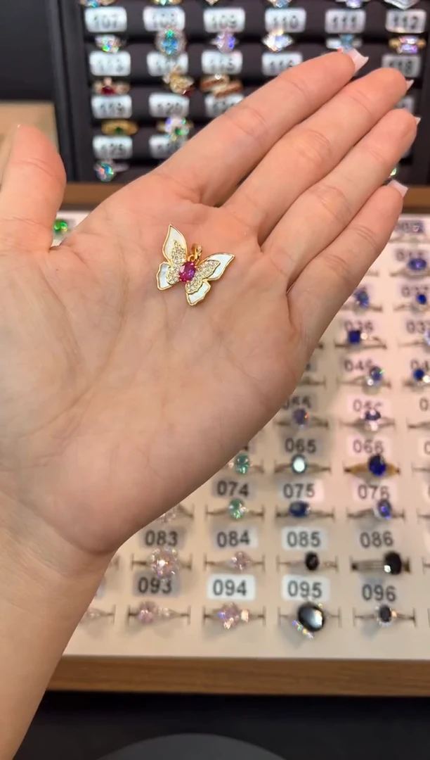 银S925镶嵌吊坠(不含链)红宝石0000