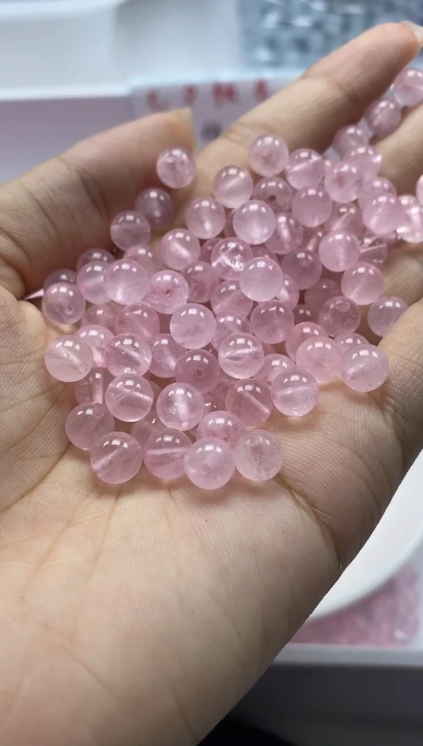 未镶嵌颈饰水晶W934粉水晶6mm*50颗