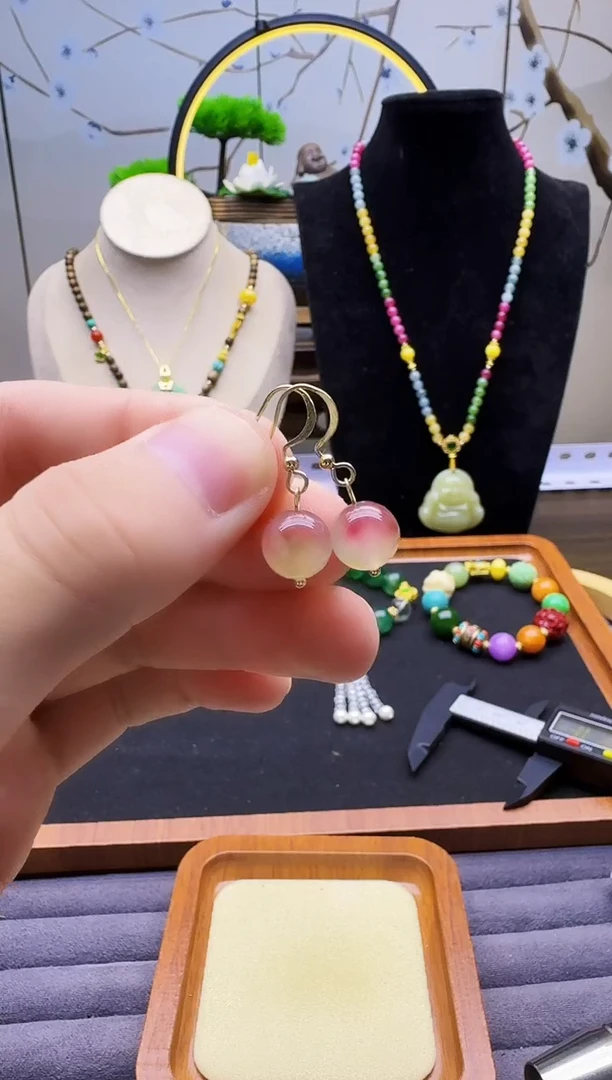 碧玺耳饰14K金镶嵌E133