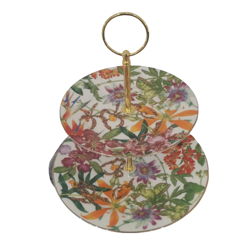 【奇居】 爱仕丛林双层点心串盘糕点蛋糕盘#241117