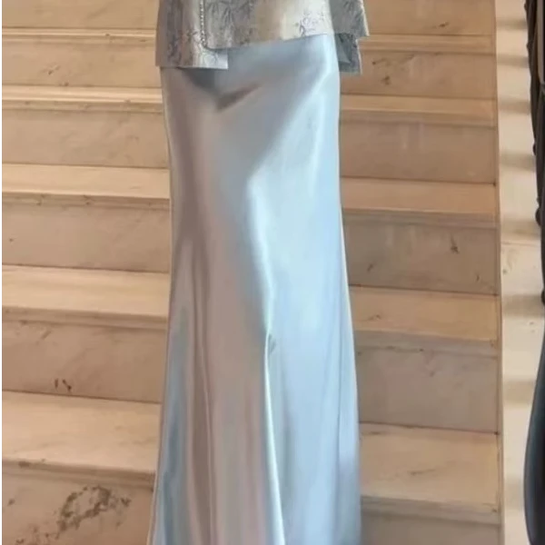 新中式夏季醋酸薄款显瘦修身长款简约款气质高腰裙鱼尾裙女