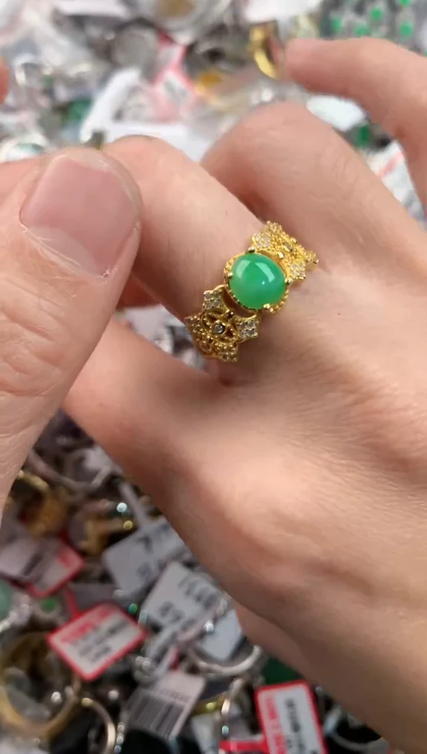 银S925镶嵌戒指翡翠222     2