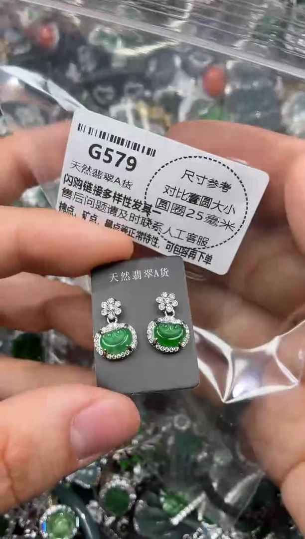 颈饰未镶嵌翡翠G579耳钉