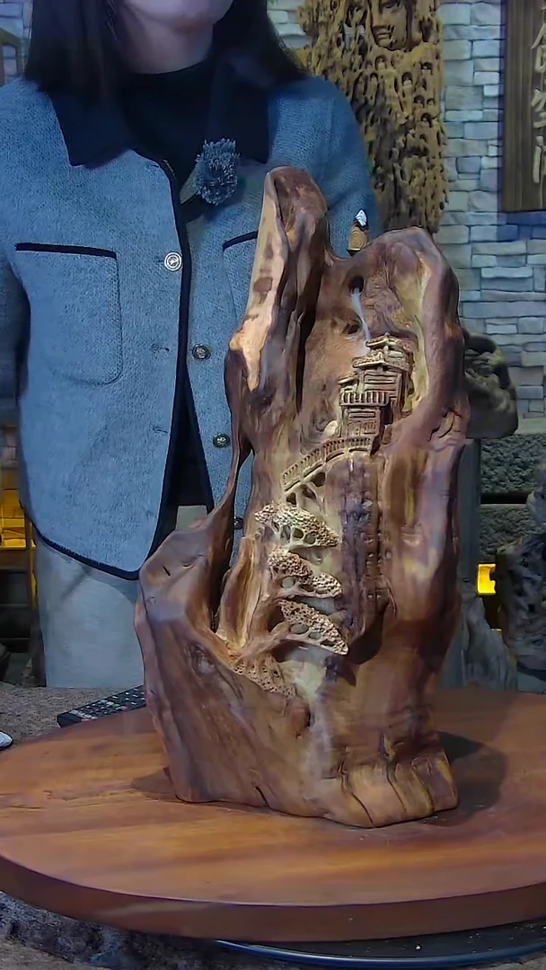 木香樟木山水摆件