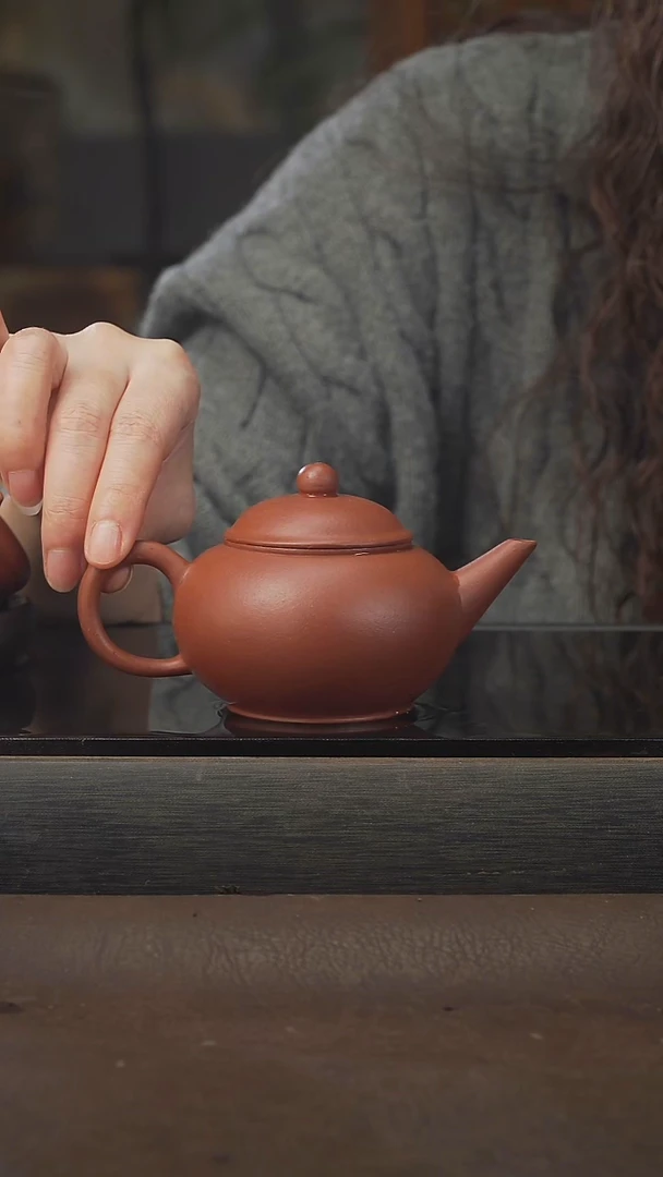 茶壶紫砂50水平，朱泥，200cc