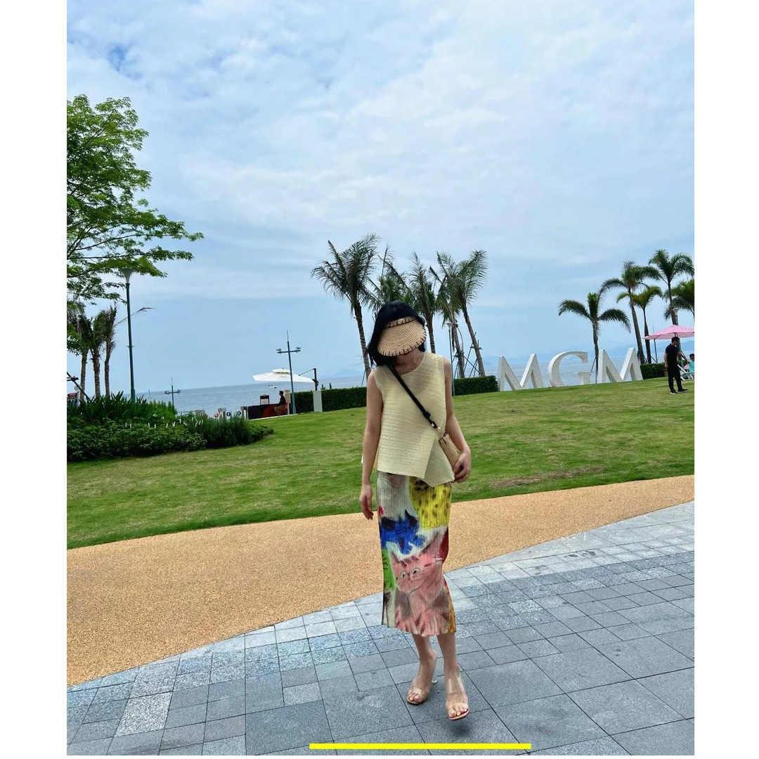 显瘦半身裙可爱款时尚洋气夏季款原版薄款宽松气质开叉百搭印花