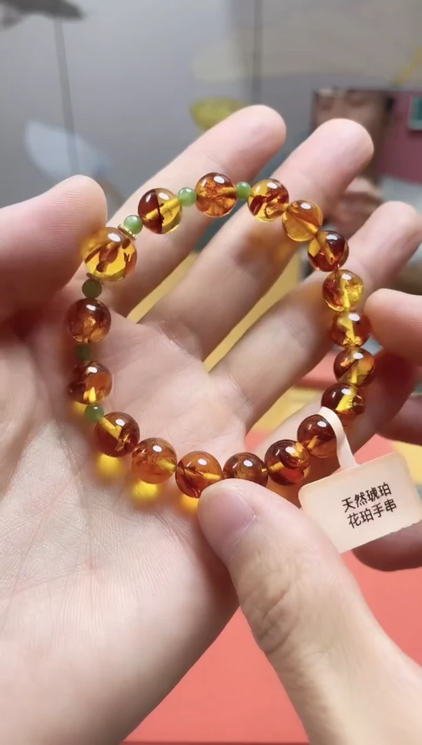 未镶嵌琥珀（花珀）手串手串 多样性发一
