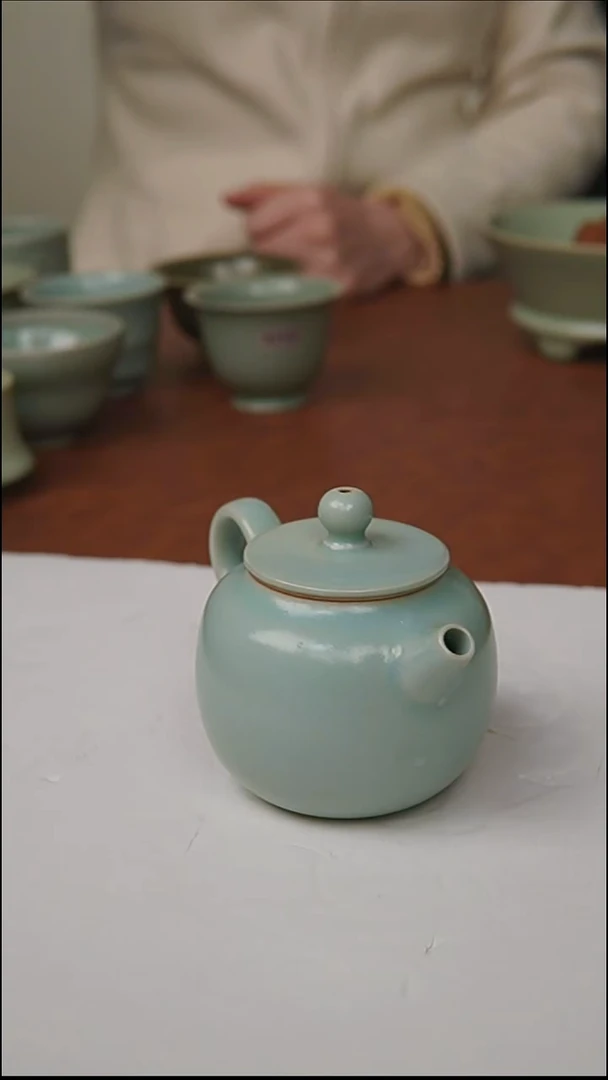 杯子瓷富山严选汝瓷，小茶壶