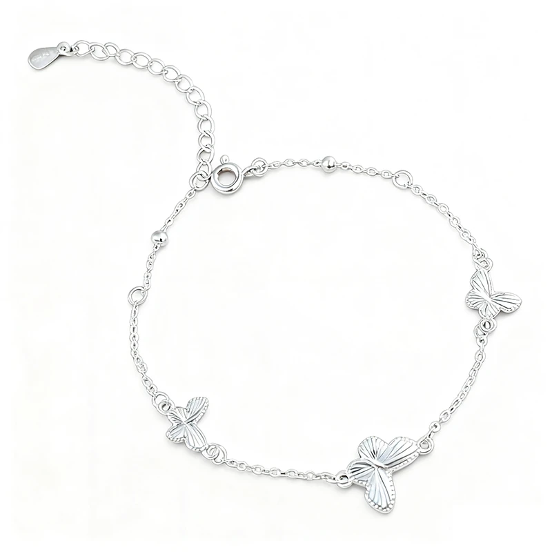 足银手链 足银轻奢百搭甜美风民族风镶嵌女首饰链子饰品通用