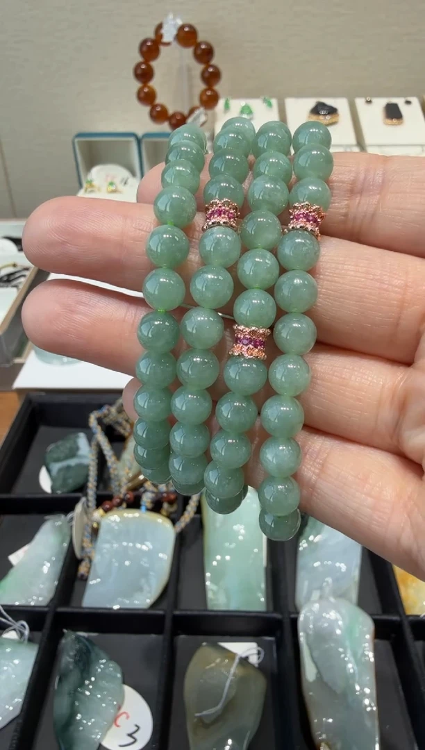 未镶嵌挂件翡翠A货翡翠多样性发一件小圆珠手串