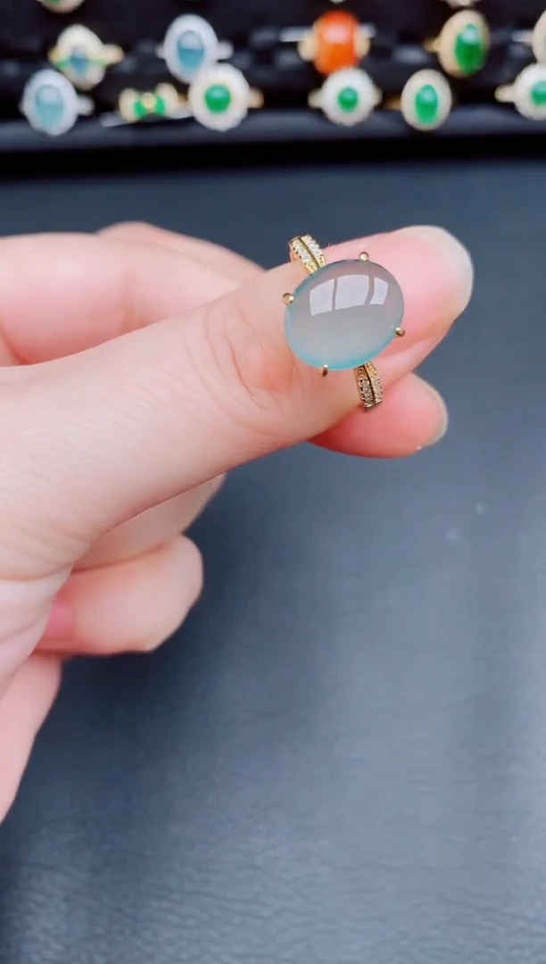 【闪购商品】翡翠戒指银S925镶嵌天然a货翡翠41