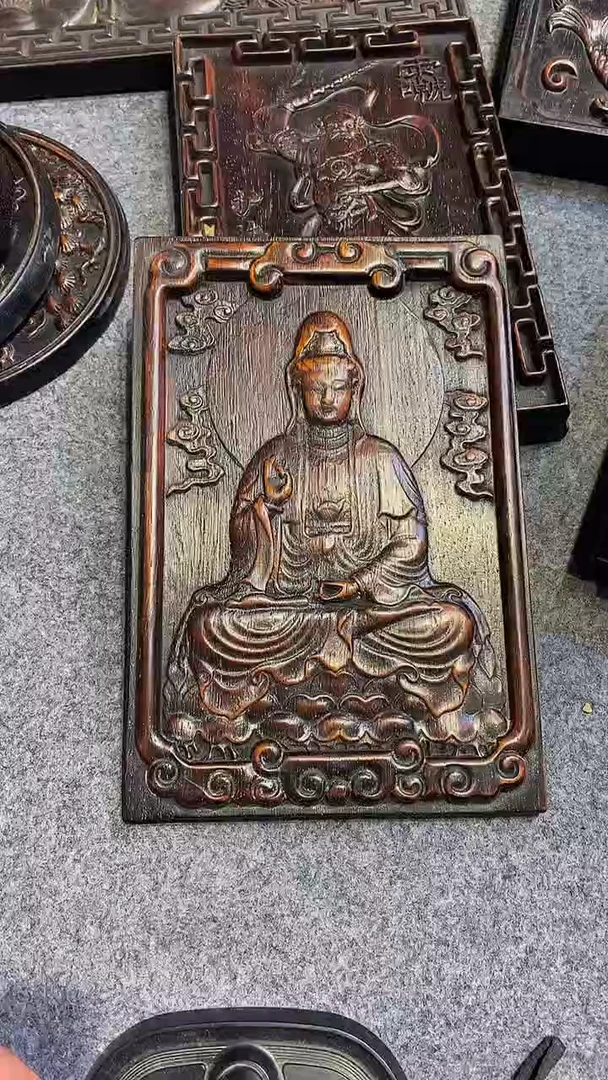 木紫檀雕刻板一物一拍