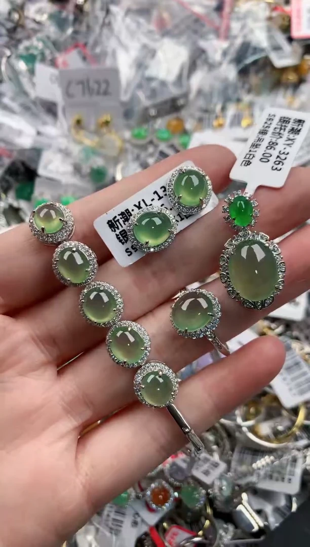 银S925镶嵌戒指翡翠9999-----9