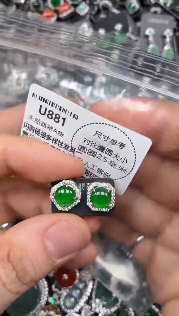 颈饰未镶嵌翡翠U881耳钉