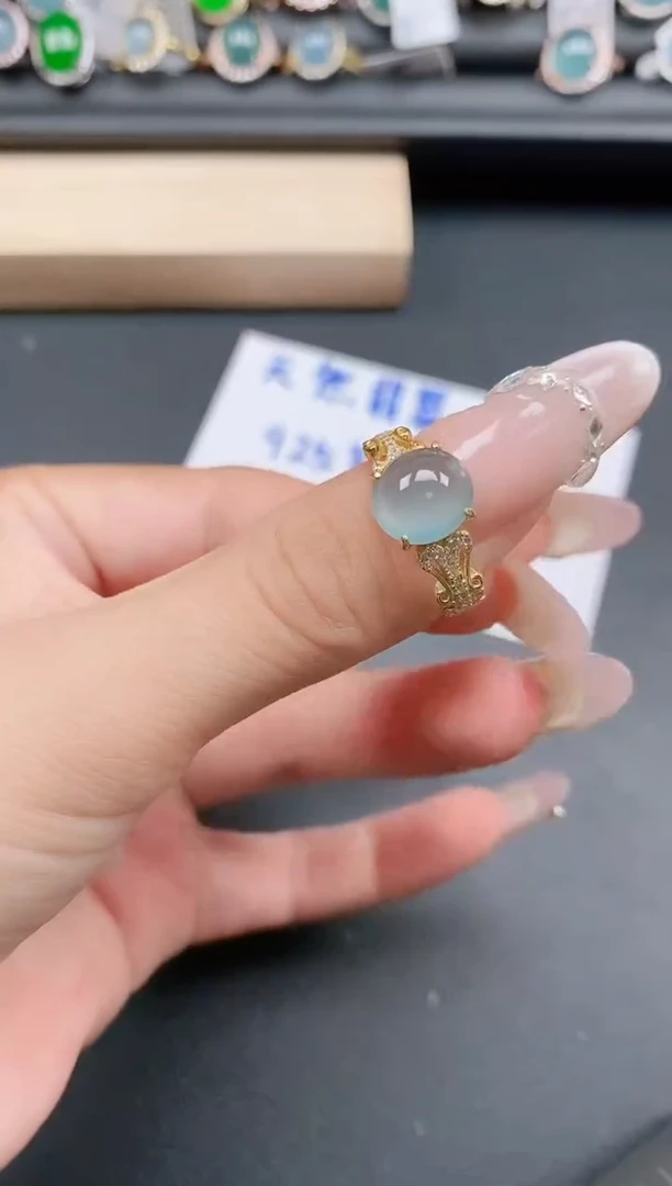 银S925镶嵌戒指翡翠111