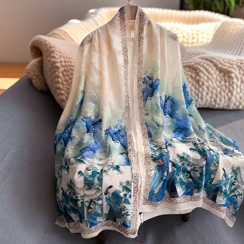 贵夫人*波西米亚风条纹民族风防晒围巾流苏春秋办公室双面外搭