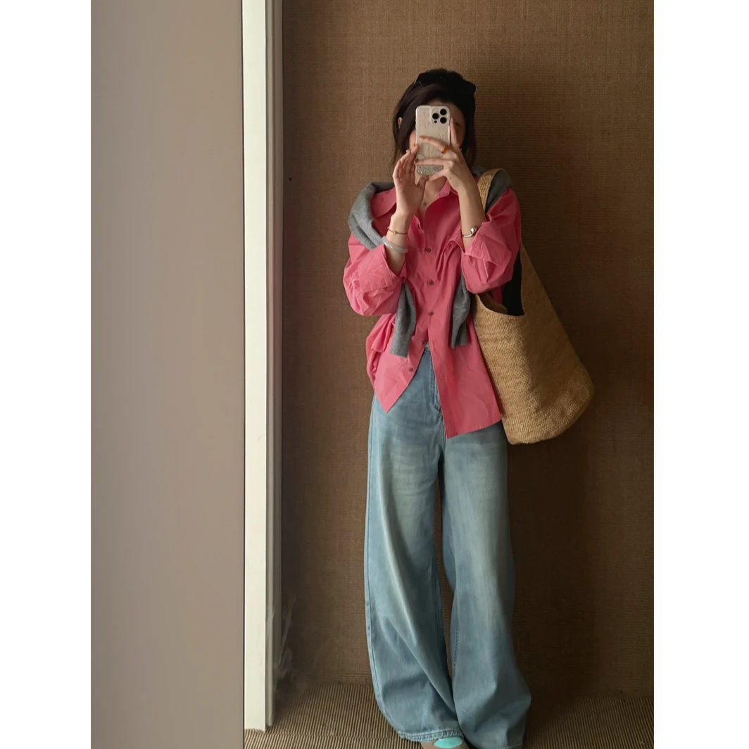 YPP!【不挑腿型的牛仔裤】春夏浅蓝水宽松休闲直筒牛仔长裤