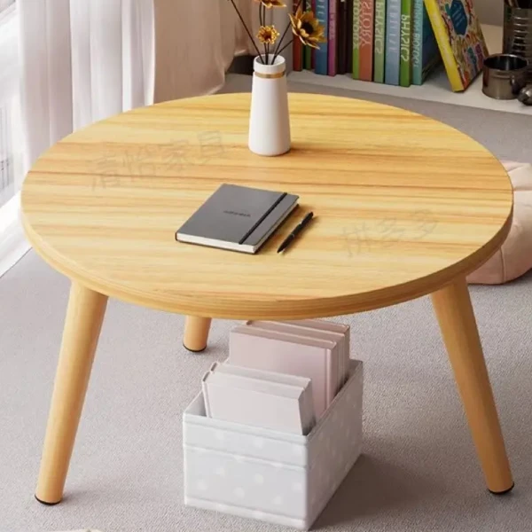 小桌子卧室坐地轻奢桌现代茶几客厅家用飘窗简约小圆桌小户型实木