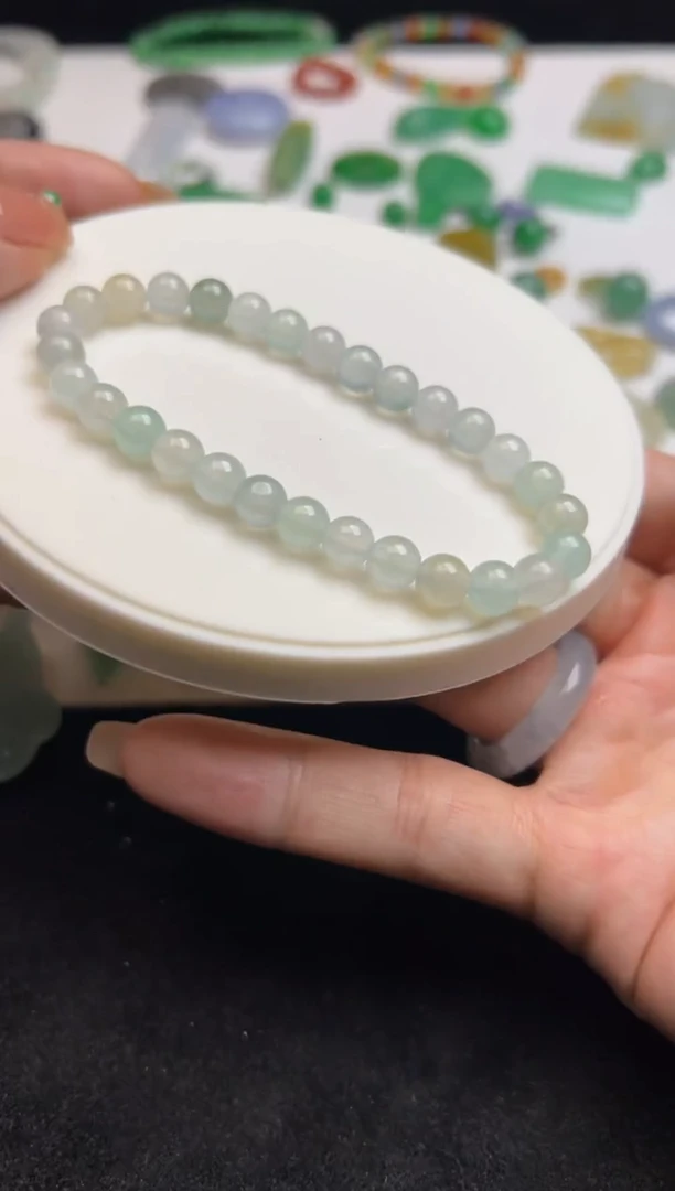 未镶嵌定制翡翠冰马卡龙手串1800+180