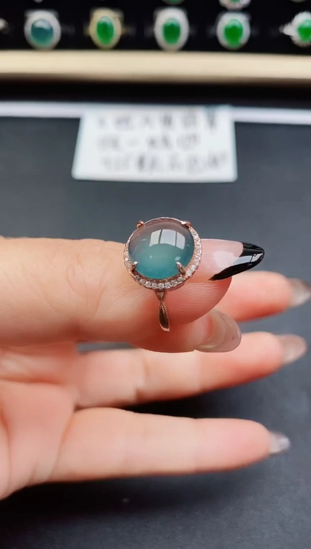 翡翠戒指银S925镶嵌80500