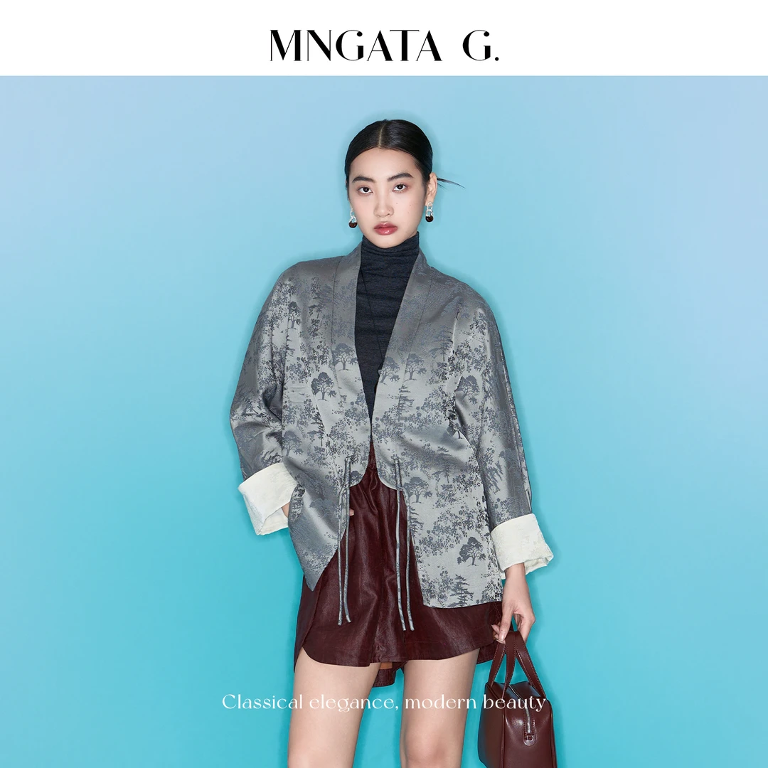 MNGATA G.宫小妍【山暮云灰】早秋新中式国风古韵绵羊毛外套Y030004