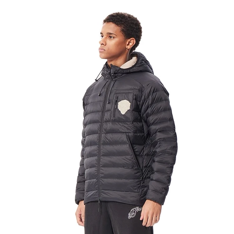 Ed Hardy埃德哈迪美式虎头保暖连帽白鸭绒羽绒服拉链外套E1QTM303