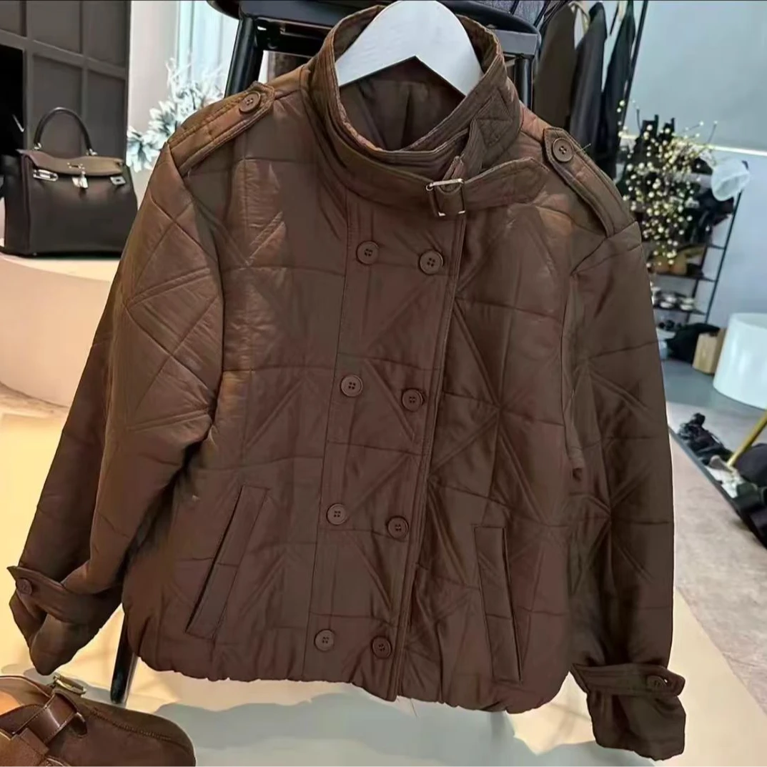 06冬季加棉加厚时尚百搭设计感风衣棉服女士长袖休闲外套