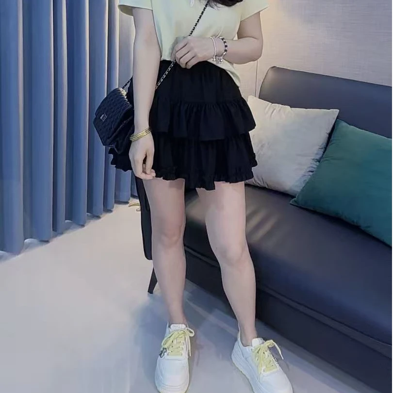 丹丹精选--938新款松紧腰花边拼接蓬蓬裙防走光蛋糕裙