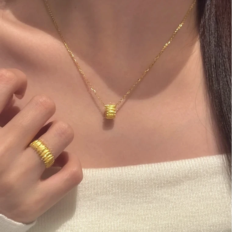 铜合金项链 金色拉丝小蛮腰项链女时尚小众设计高级感百搭锁骨链