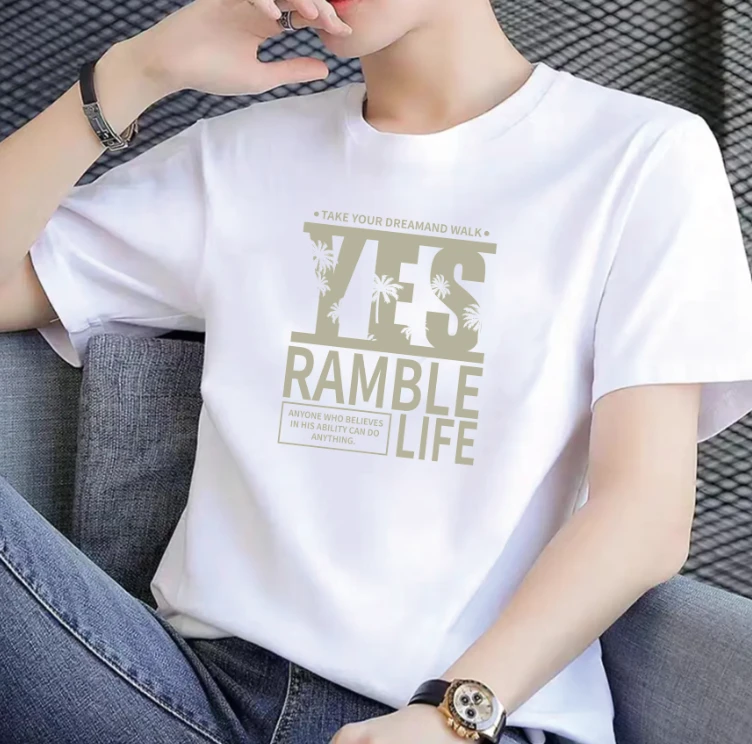 【上新】2025潮流纯棉圆领短袖男女同款百搭T恤宽松半袖情侣装上衣t