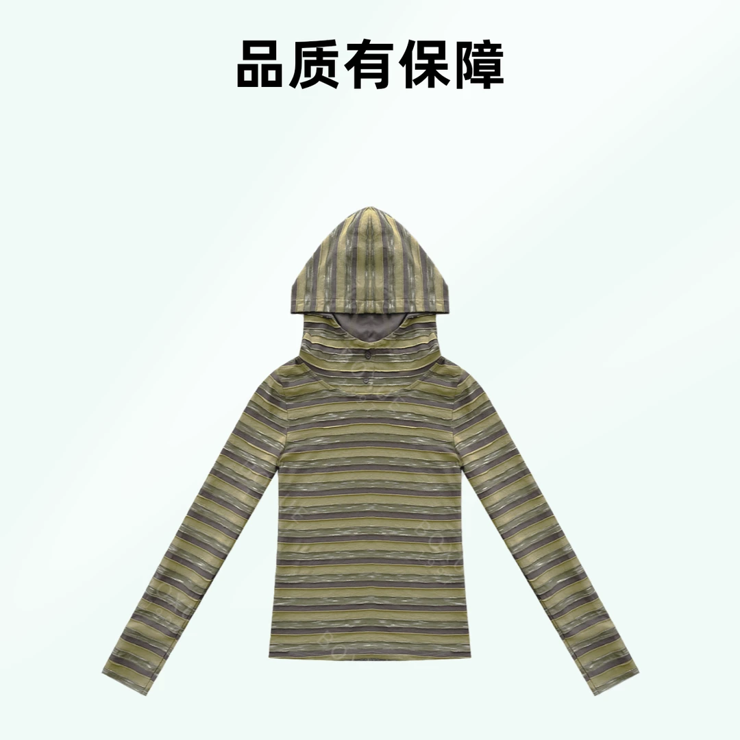 BOXUE  ‘’曲意‘’ 2024秋季新款条纹连帽轻奢卫衣#240910WY01