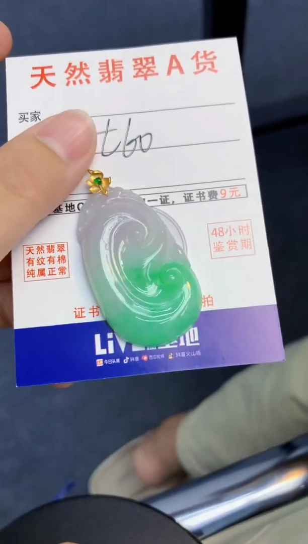 颈饰18K金镶嵌翡翠天然缅甸A货翡翠百元以上9元证书费自理