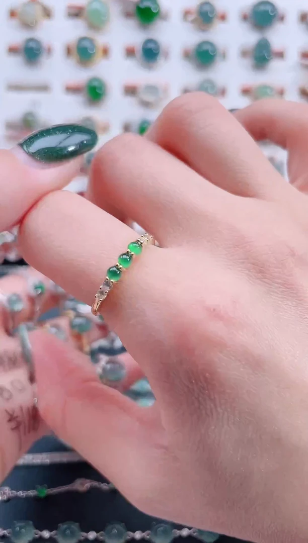 银S925镶嵌戒指翡翠天然翡翠