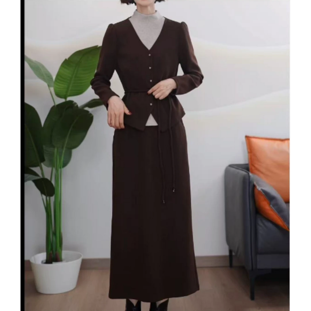 5213 春秋款时尚新款撞色拼接洋气休闲显瘦气质百搭裙