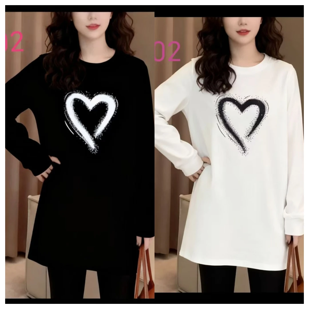 9002洋气百搭加绒爱心图卫衣