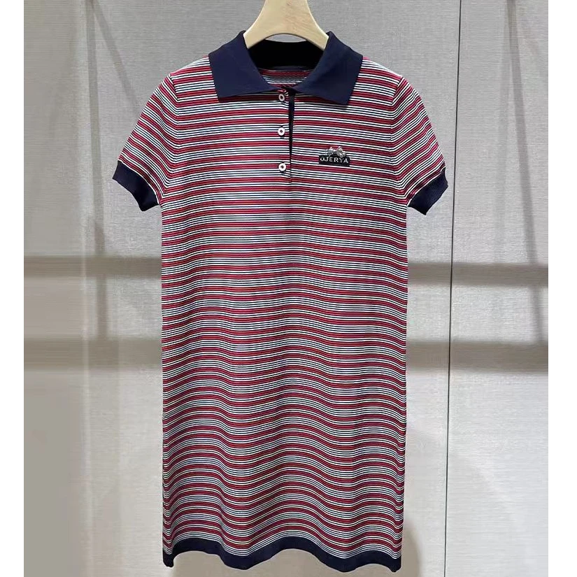 【晓晓轻奢】2025夏季新款撞色条纹学院风T恤裙减龄气质休闲裙子