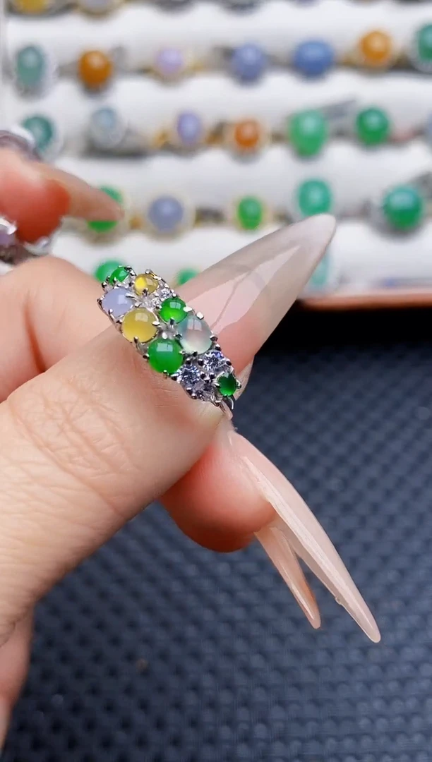 银S925镶嵌戒指翡翠0681