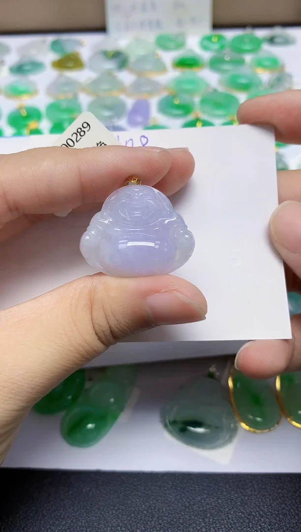 颈饰18K金镶嵌翡翠天然缅甸翡翠A货翡翠百元以上9元证书费自理