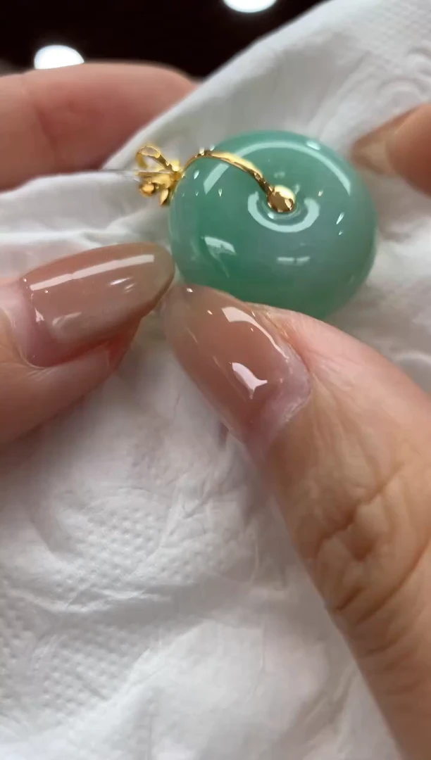 翡翠18K金镶嵌吊坠(不含链)平安扣