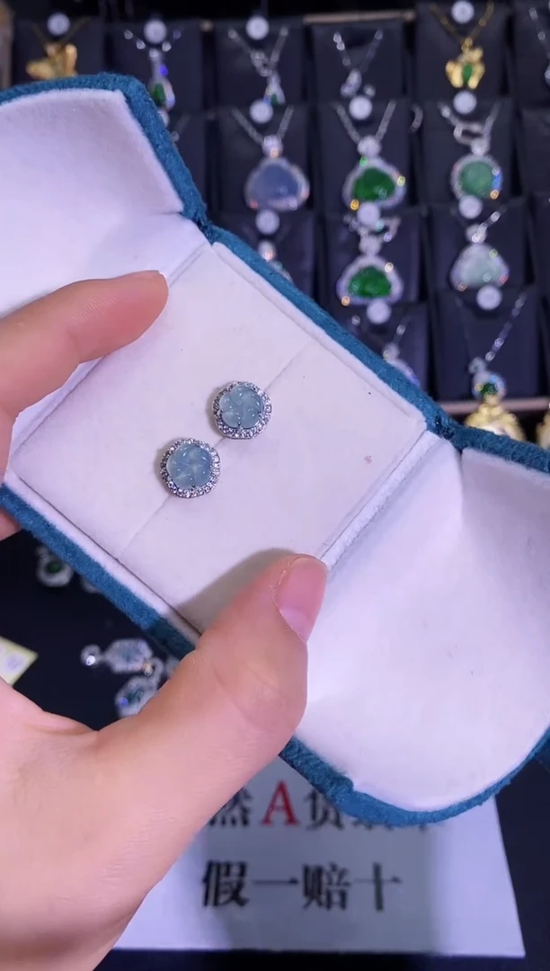 【闪购商品】翡翠耳饰未镶嵌有钱花耳钉