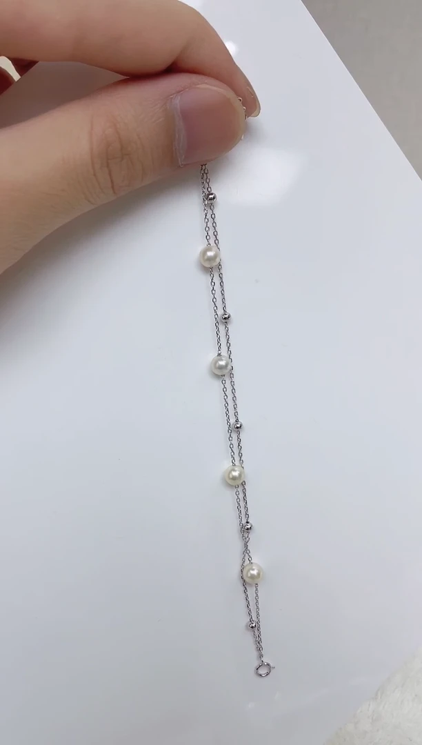 银S925镶嵌海水珍珠手链